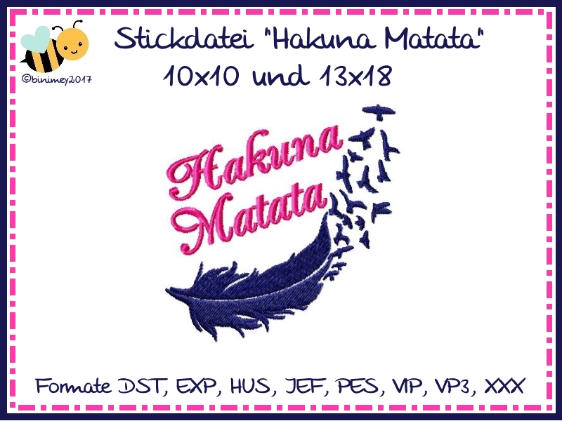 Stickdatei Hakuna Matata - Binimey