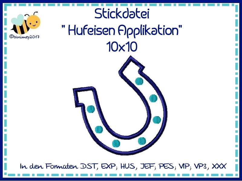 Stickdatei Hufeisen Applikation 10x10 Binimey