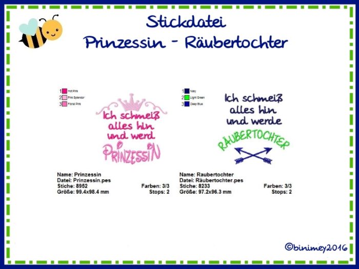 Stickdatei Prinzessin Räubertochter 10x10 [Digital] – Bild 2