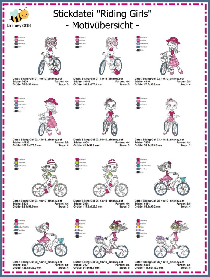 Stickdatei Biking Girls Set [Digital] – Bild 2