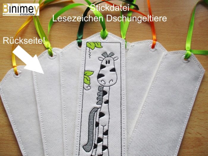 Stickdatei Lesezeichen Dschungel Tiere [Digital] – Bild 8