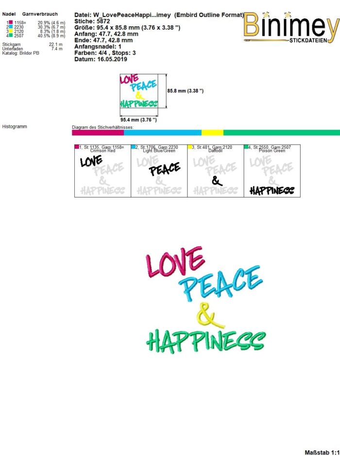 Stickdatei Peace Girl [Digital] – Bild 3
