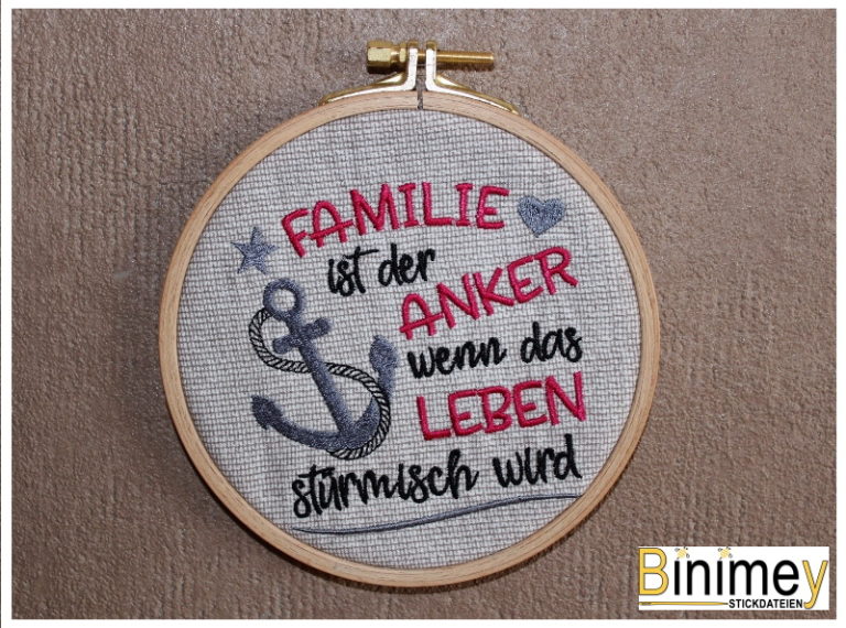 Stickdatei Familie ist der Anker Binimey