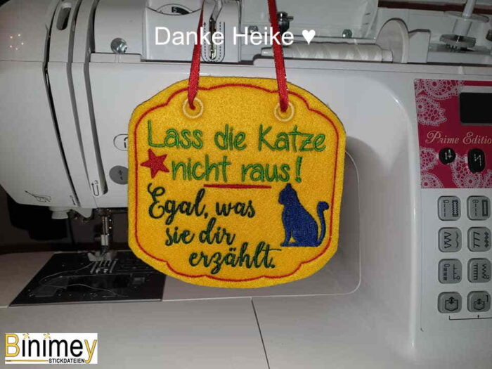Stickdatei Türschild Lass die Katze nicht raus [Digital] – Bild 5