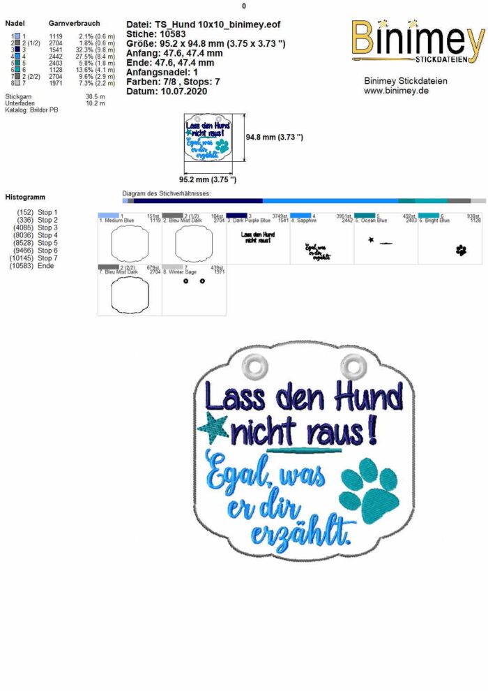 Stickdatei Türschild Lass den Hund nicht raus [Digital] – Bild 2