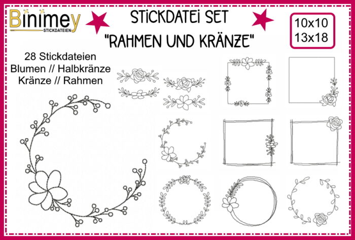 Stickdatei Basics - Blumen Rahmen und Kränze [Digital]