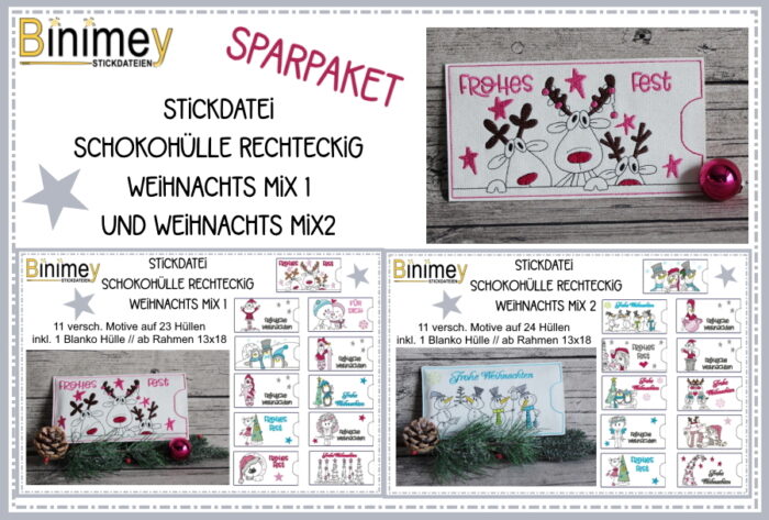 Stickdatetei Schokohülle rechteckig Weihnachten Sparpaket [Digital]