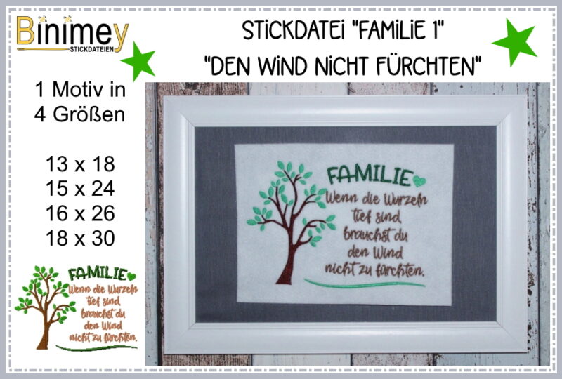 Stickdatei Familien Sprüche Sparpaket 1 Binimey