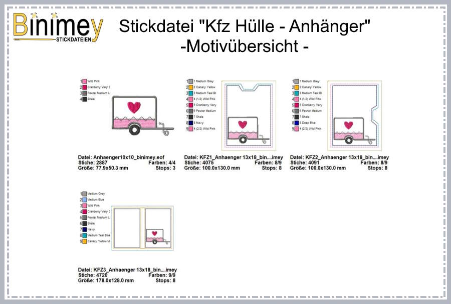 Stickdatei Hülle für Kfz Schein - Binimey