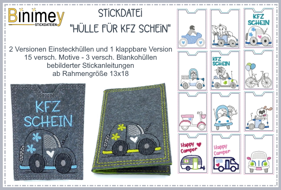 Stickdatei Hülle für Kfz Schein - Binimey