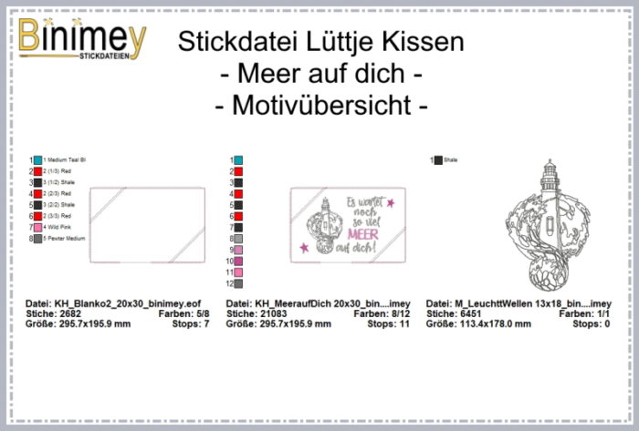 Stickdatei Kleines Kissen ITH - Meer wartet auf dich [Digital] – Bild 2