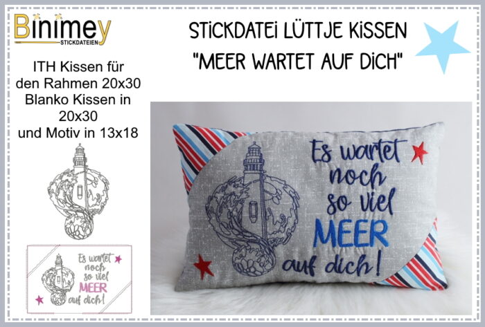 Stickdatei Kleines Kissen ITH - Meer wartet auf dich [Digital]