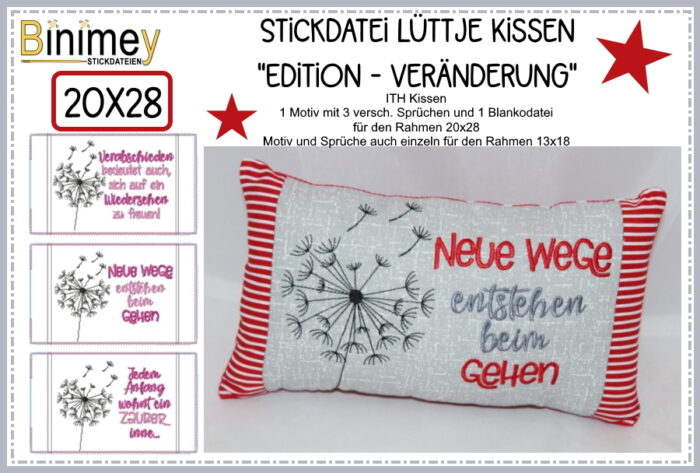 Stickdatei Kleines Kissen ITH - Set Veränderungen 20x28 [Digital]