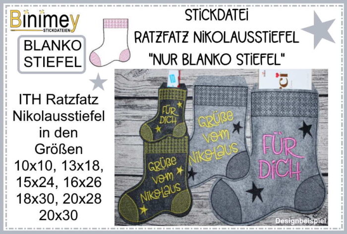 Stickdatei Ratzfatz  Nikolausstiefel Blanko [Digital]