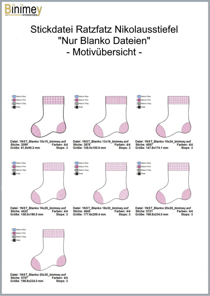 Stickdatei Ratzfatz  Nikolausstiefel Blanko [Digital] – Bild 2