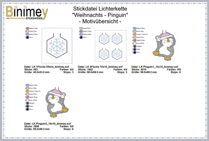 Stickdatei LED Lichterkette Weihnachts Pinguin [Digital] – Bild 2