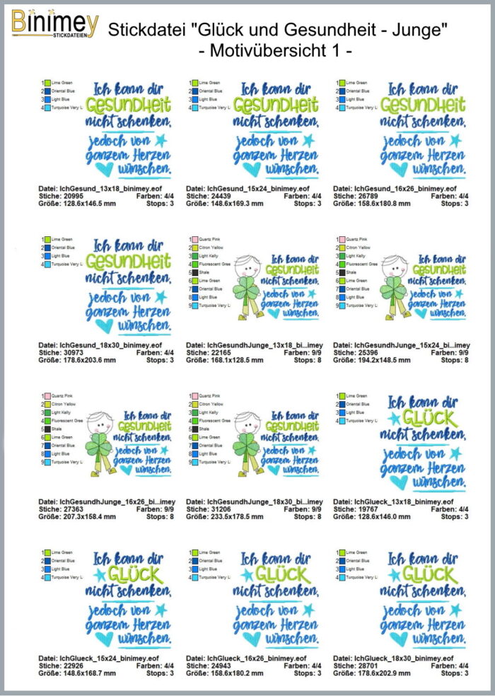 Stickdatei Kissen Glück und Gesundheit - Junge [Digital] – Bild 2