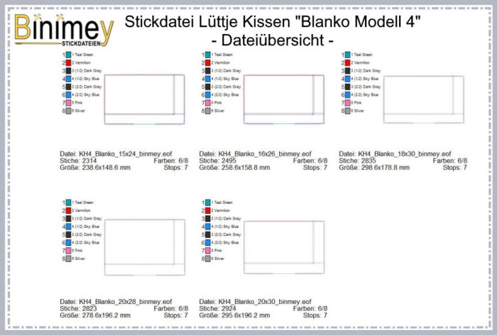 Stickdatei Kleines Kissen ITH - Blanko Set Nummer 4 [Digital] – Bild 2