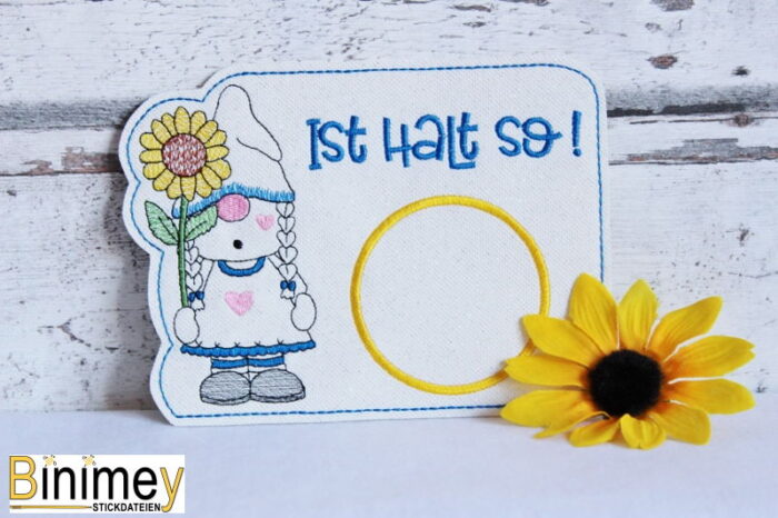 Stickdatei Mugrug Gnomie Girl mit Sonnenblume [Digital] – Bild 6