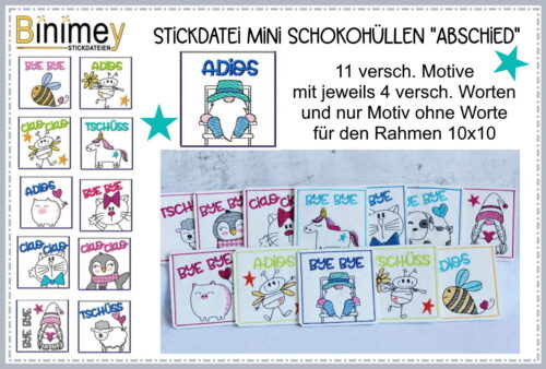 Stickdatei Schlüsselanhänger Mini Pinguin - Binimey