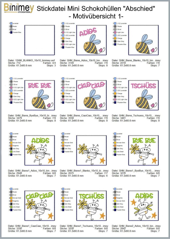 Stickdatei Schokohülle Mini Abschied [Digital] – Bild 2