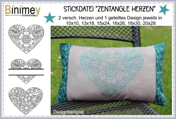 Stickdatei Zentangle Herzen [Digital]