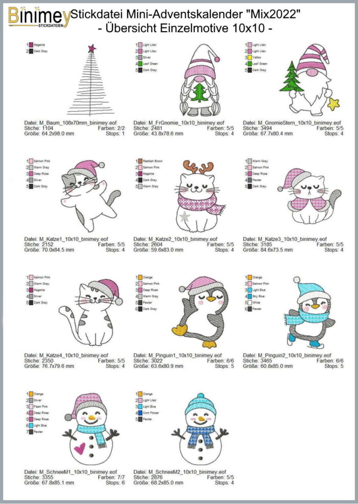 Stickdatei Hülle  Adventskalender to go - Mix 2022 [Digital] – Bild 5