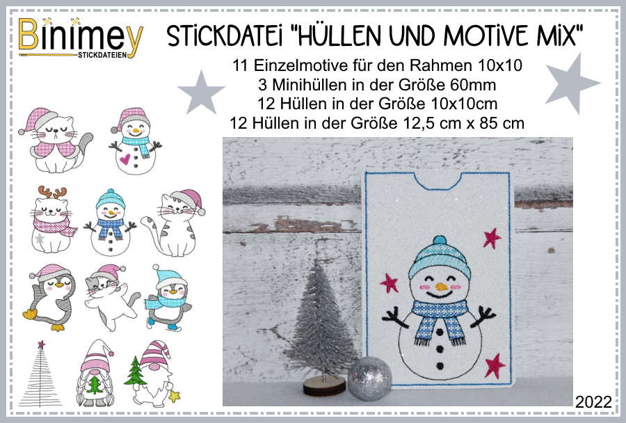 Stickdatei Schlüsselanhänger Mini Pinguin - Binimey