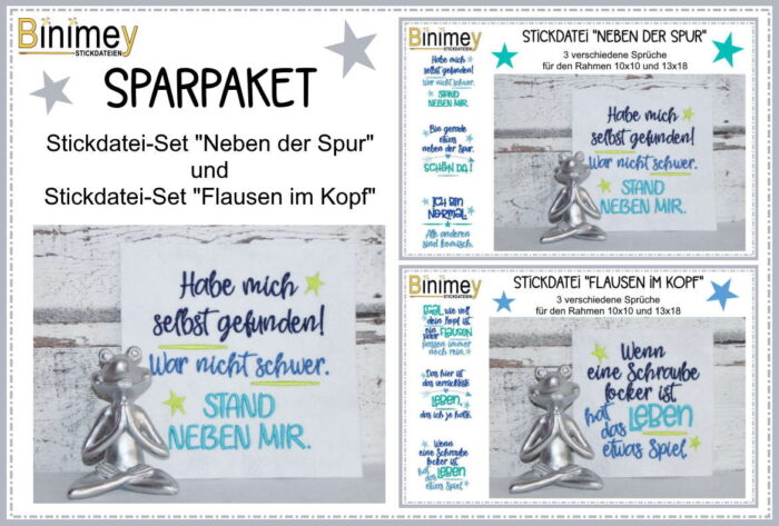 Stickdatei Sparpaket Sprüche Flausen im Kopf und Neben der Spur [Digital]