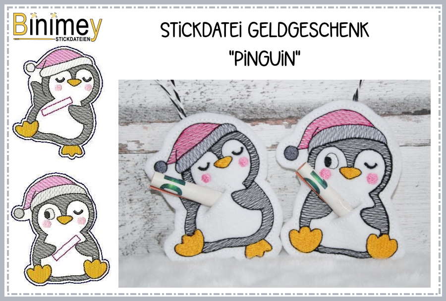 Stickdatei Schlüsselanhänger Mini Pinguin - Binimey