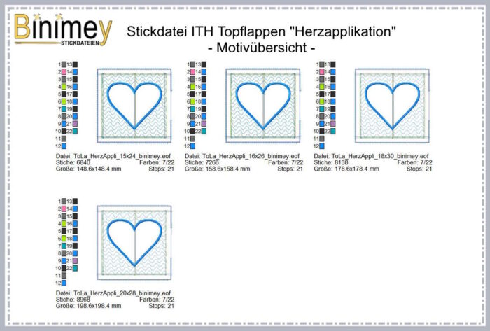 Stickdatei ITH Topflappen Herzapplikation [Digital] – Bild 2
