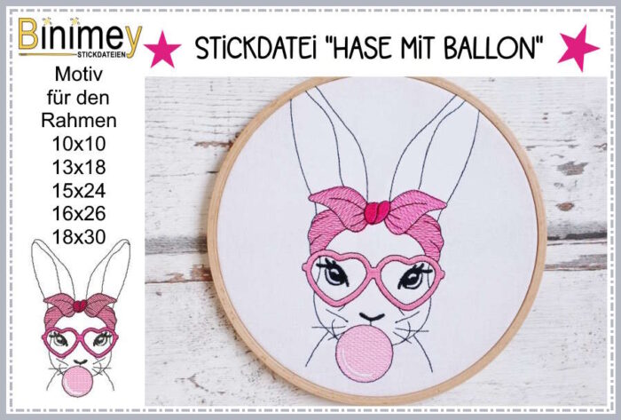 Stickdatei Hase mit Ballon [Digital]