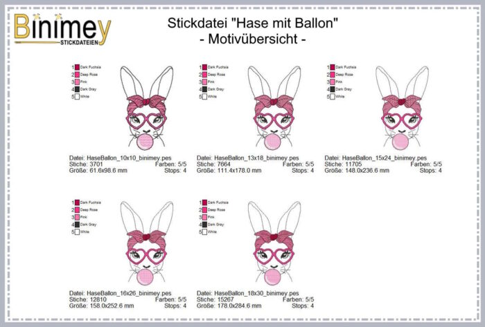 Stickdatei Hase mit Ballon [Digital] – Bild 2