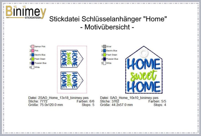 Stickdatei Schlüsselanhänger Home [Digital] – Bild 2