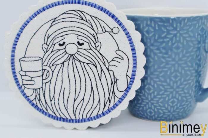 Stickdatei Untersetzer Kaffee  Gnomie [Digital] – Bild 2