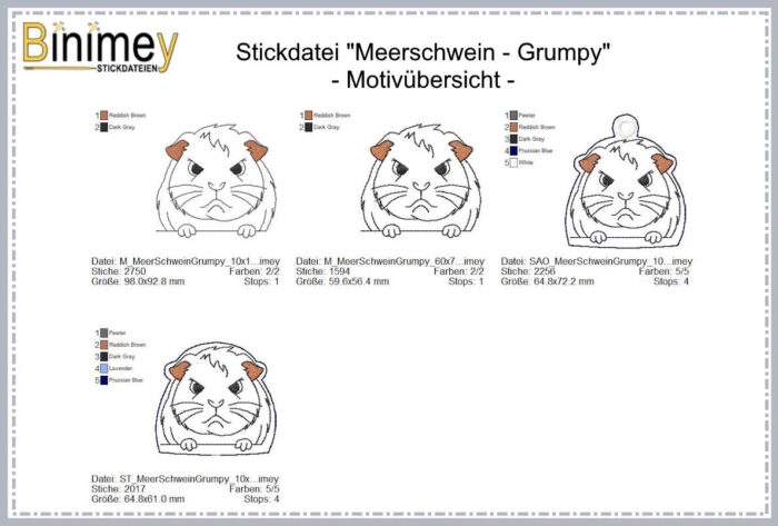 Stickdatei  Meerschweinchen Grumpy [Digital] – Bild 2