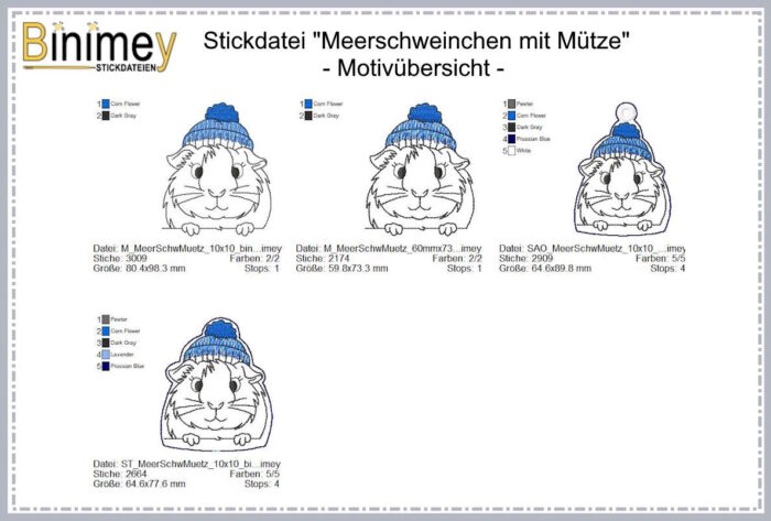Stickdatei  Meerschweinchen Mütze [Digital] – Bild 2