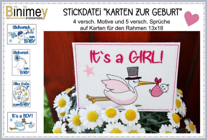 Stickdatei Karten zur Geburt [Digital]