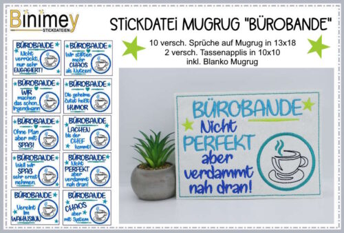 Stickdatei Mugrug Sprüche Bürobande [Digital]