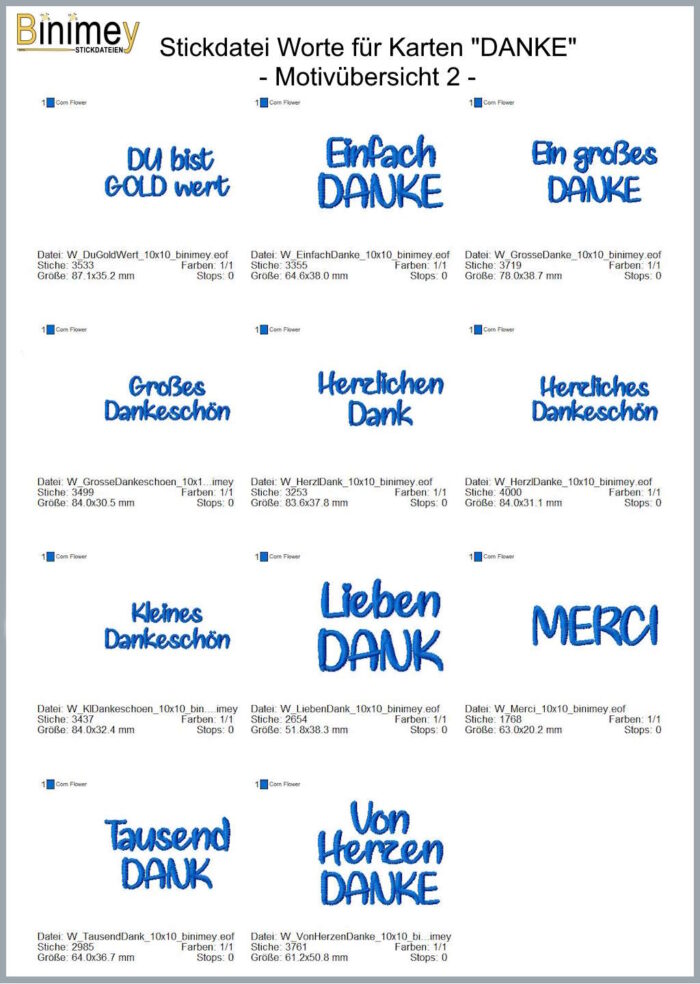 Stickdatei Worte für Grußkarten SPARPAKET [Digital] – Bild 4
