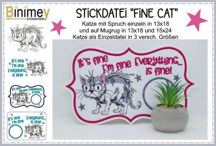Stickdatei Mugrug und Motiv Fine Cat [Digital]