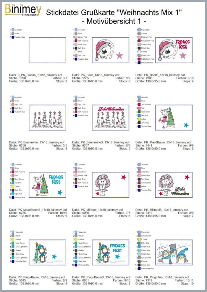 Stickdatei Karten für Weihnachten Set 1 [Digital] – Bild 2