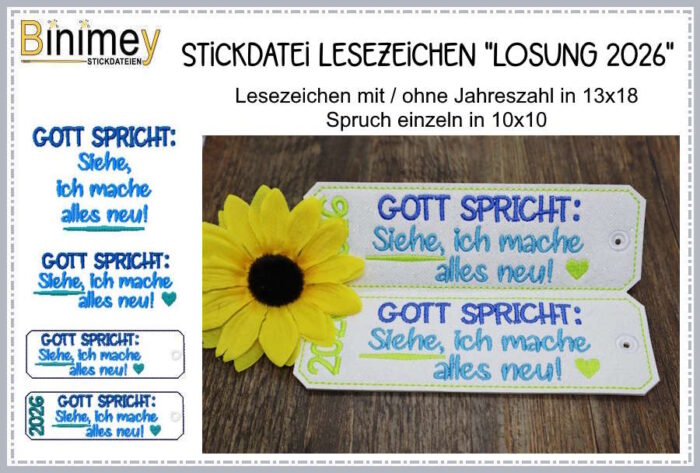 Stickdatei Lesezeichen Jahreslosung 2026 [Digital]