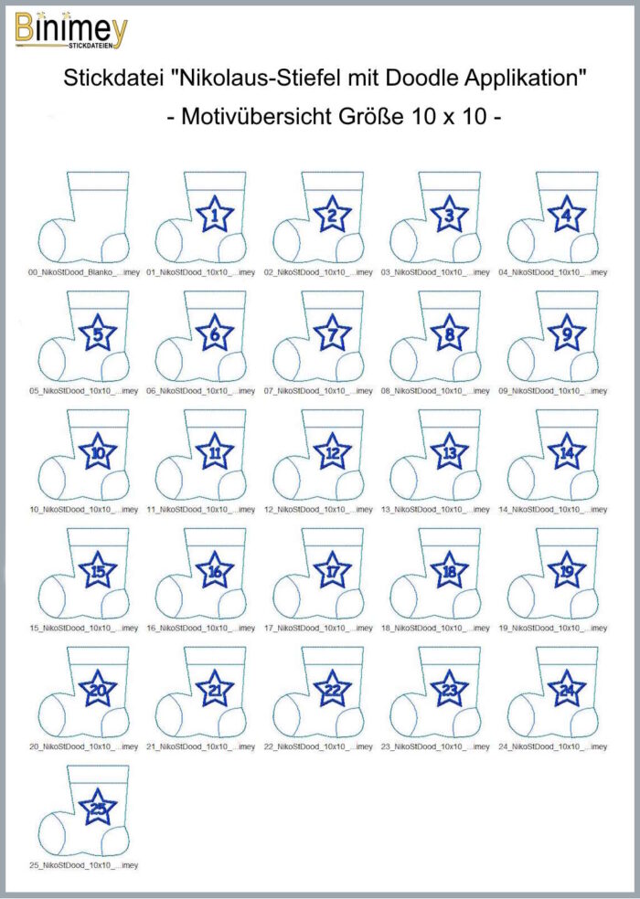 Stickdatei NikolausStiefel mit Doodle Applikation [Digital] – Bild 2