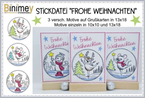 Stickdatei Karten und Motive Frohe Weihnachten [Digital]