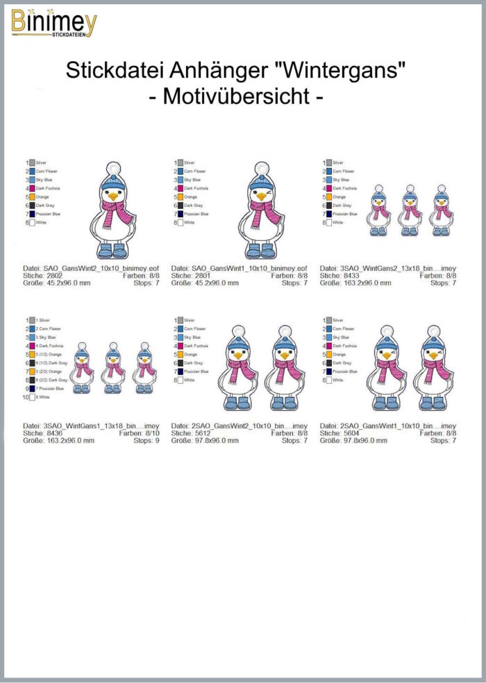 Stickdatei Stabdesign Anhänger Wintergans [Digital] – Bild 2