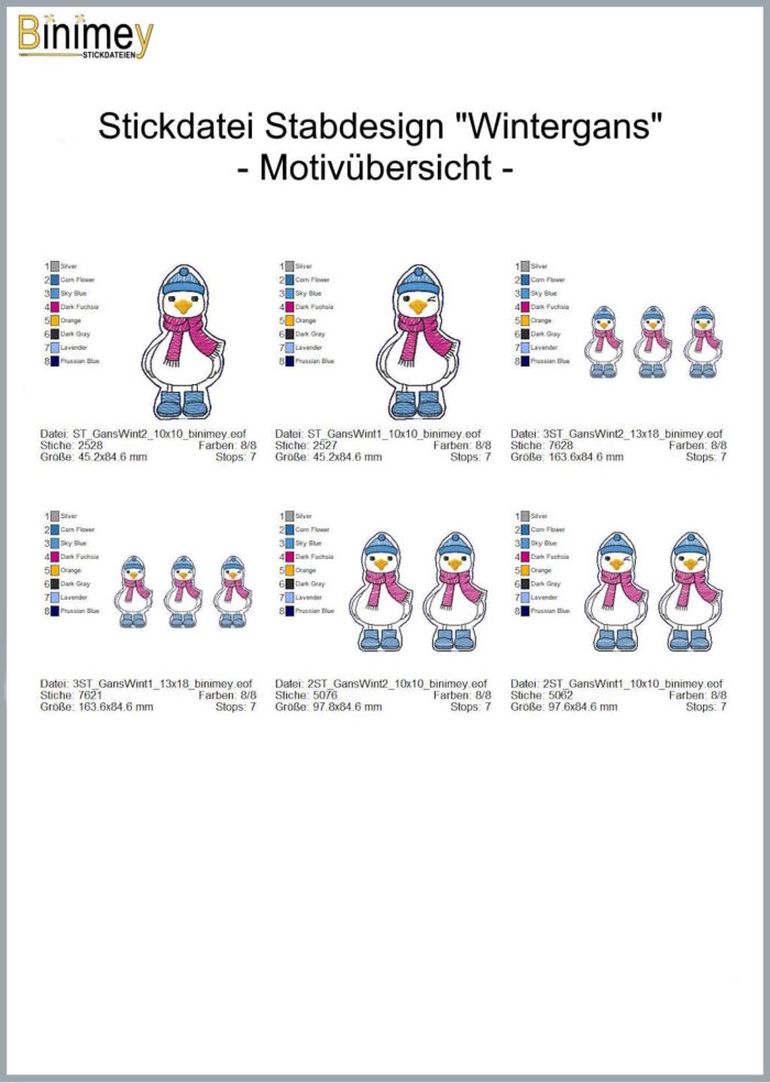 Stickdatei Stabdesign Anhänger Wintergans [Digital] – Bild 3
