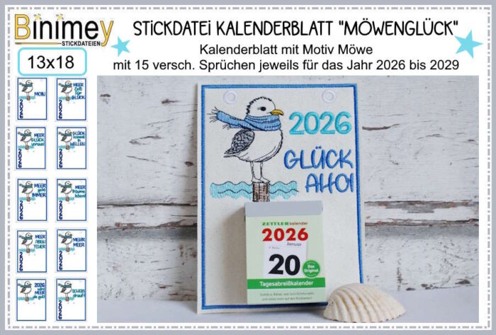 Stickdatei Kalenderrücken Möwenglück [Digital]