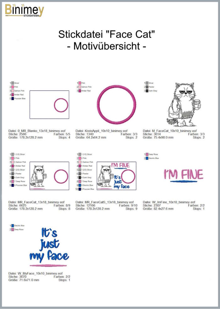 Stickdatei Mugrug und Motiv Cat Face [Digital] – Bild 2