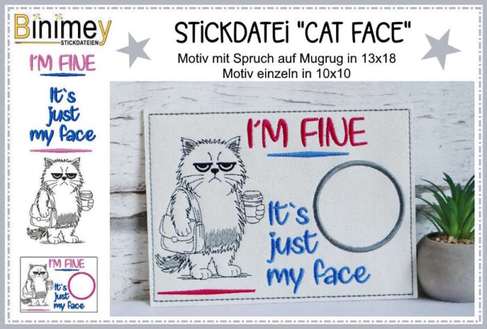 Stickdatei Mugrug und Motiv Cat Face [Digital]
